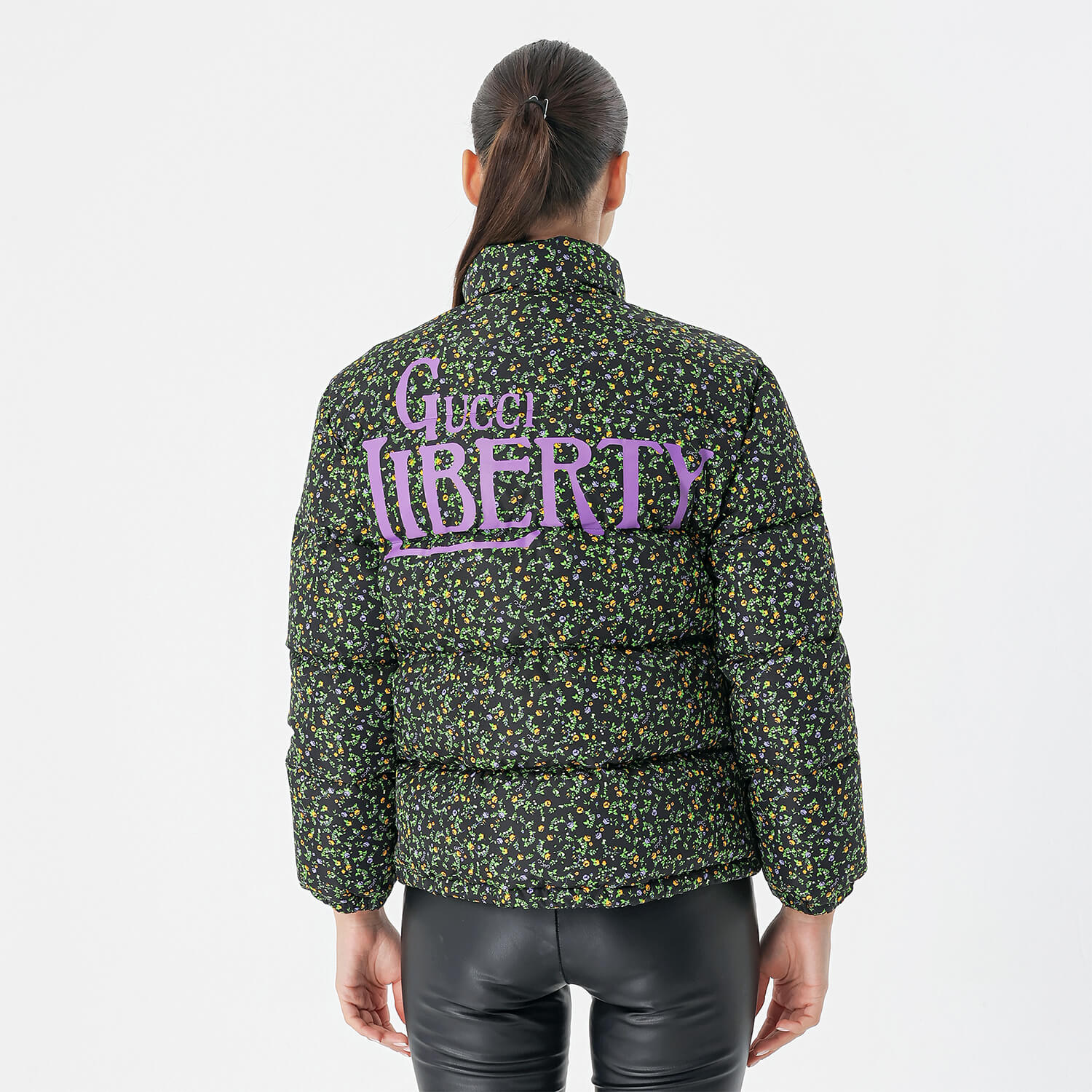 Gucci - Green Floral & Liberty Print Detail Puffer Coat